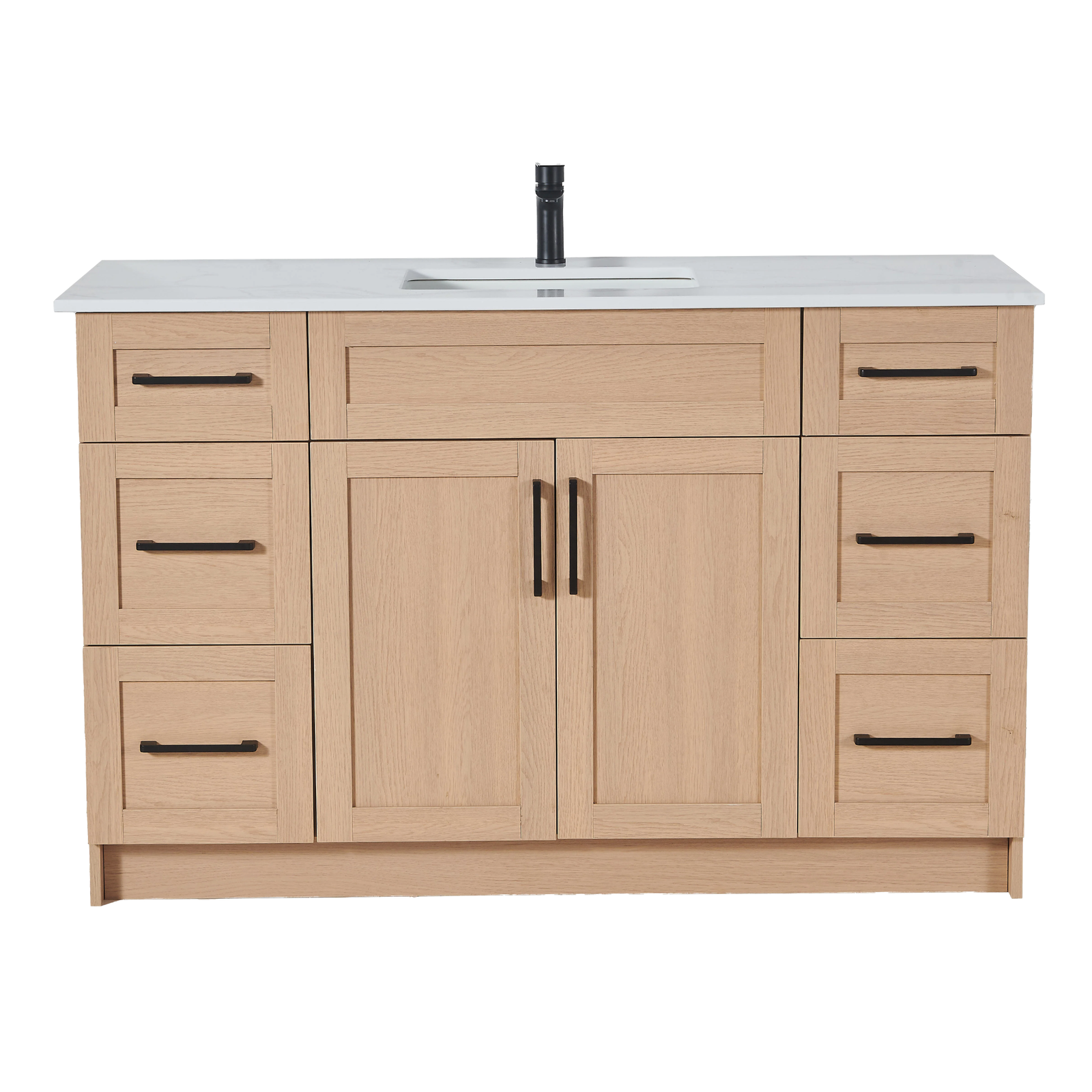48” Bathroom Vanity Oak Light (HDF) – Regular Shaker_Free Standing With Left_Right Drawer (6)