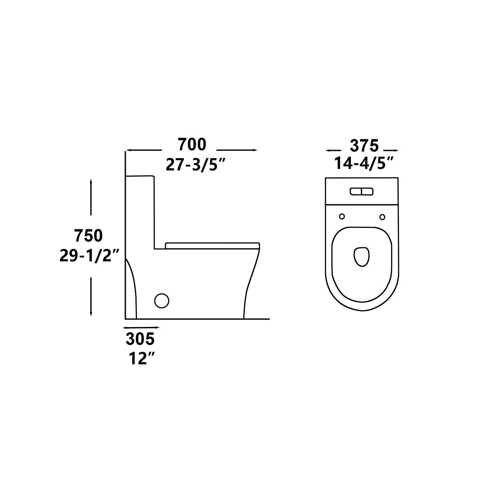 VOXX-2117Z-WB Elongate High Efficiency 1-Piece Toilet – Dual Flush - Image 2