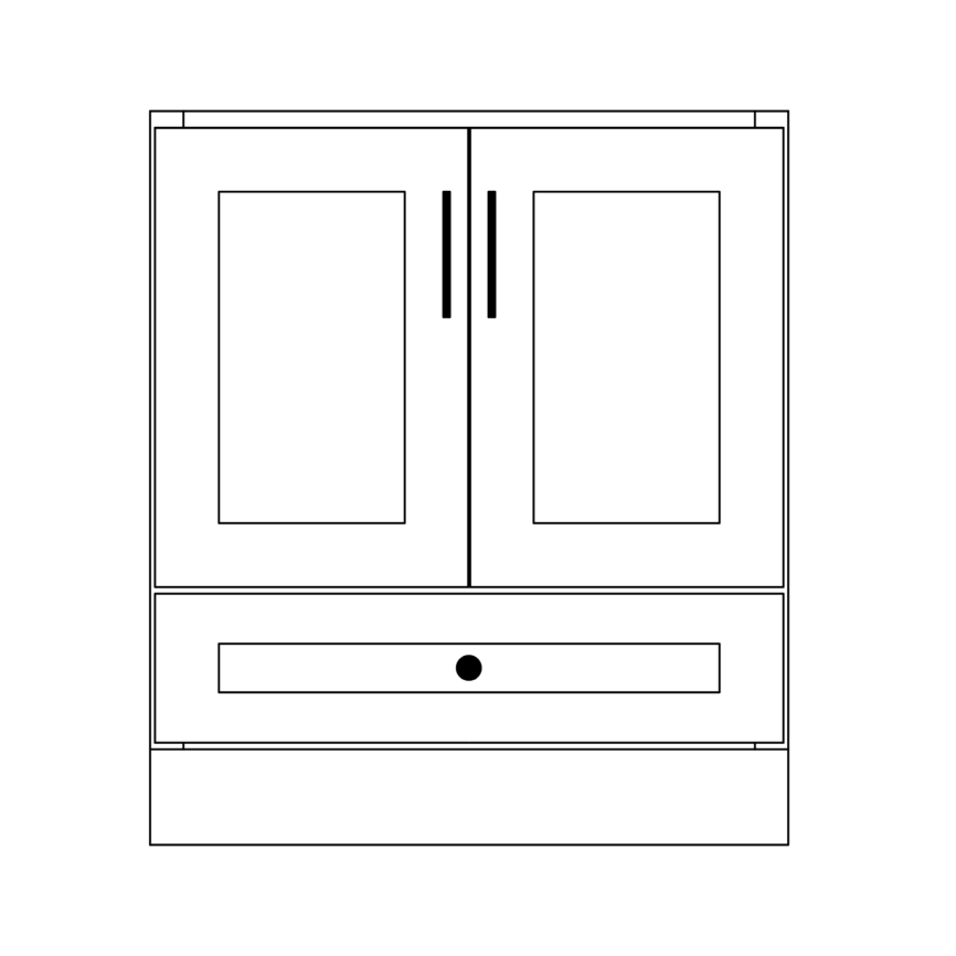 30” Bathroom Vanity (SOLID WOOD) – Free Standing with 2 doors and 1 Bottom Drawer