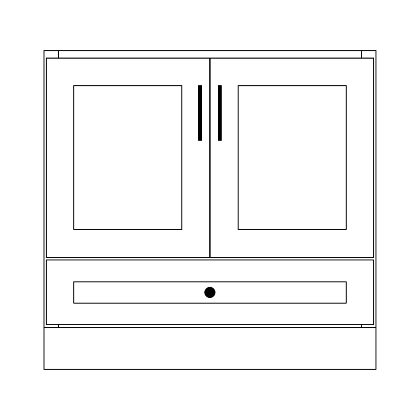 36” Bathroom Vanity (SOLID WOOD) – Free Standing with 2 doors and 1 Bottom Drawer