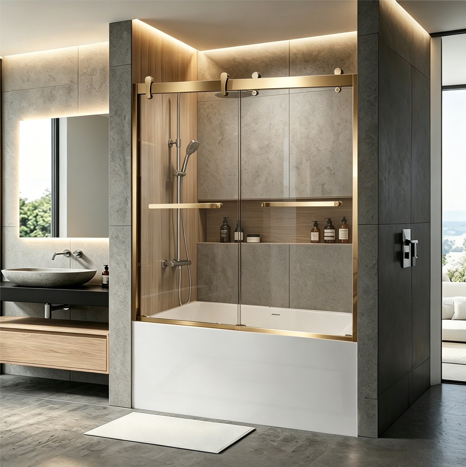 BXG-81 Stainless Steel Double Sliding Glass Shower Door with Self Cleaning Feature (48x74, 60x74, 60x60 Inches) - Image 10